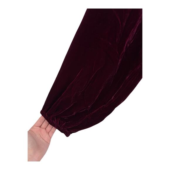 Faherty Dress Naomi Long sleeve velvet red size Large L - Picture 3 of 6